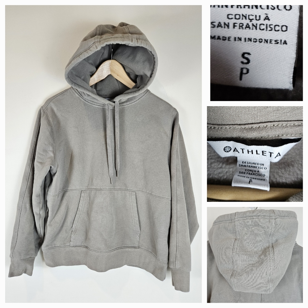 Athleta Gray Small Pullover Hoodie Kangaroo Pocket A0617